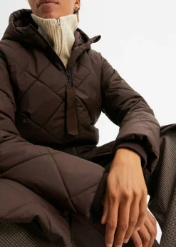 Discount Abrigo acolchado y guateado, largo y con capucha Mujer Chaquetas Y Abrigos