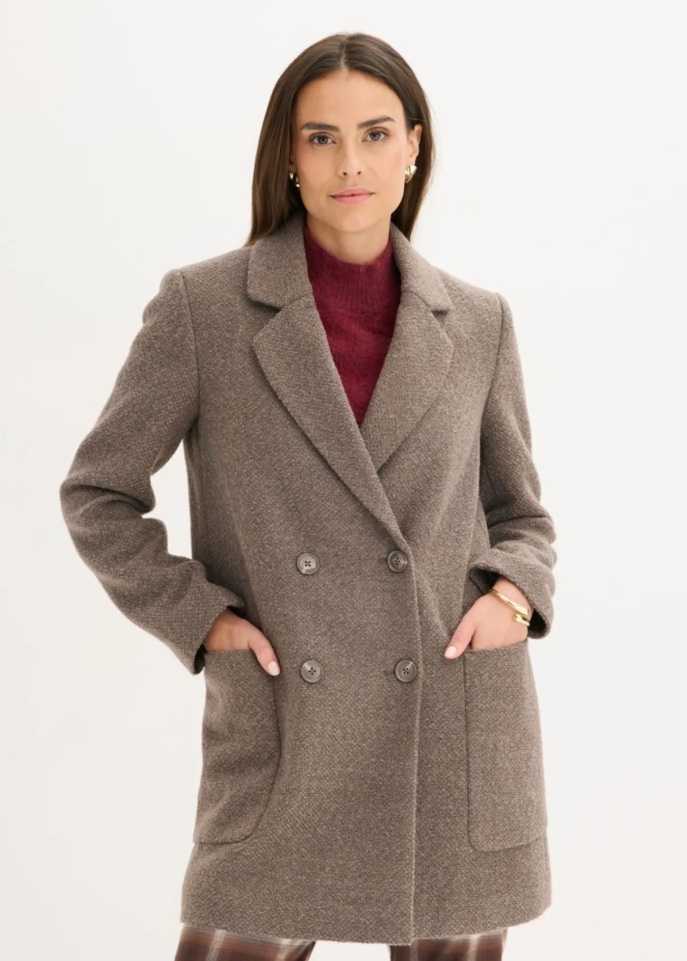 Discount Abrigo corto con aspecto de lana Mujer Chaquetas Y Abrigos
