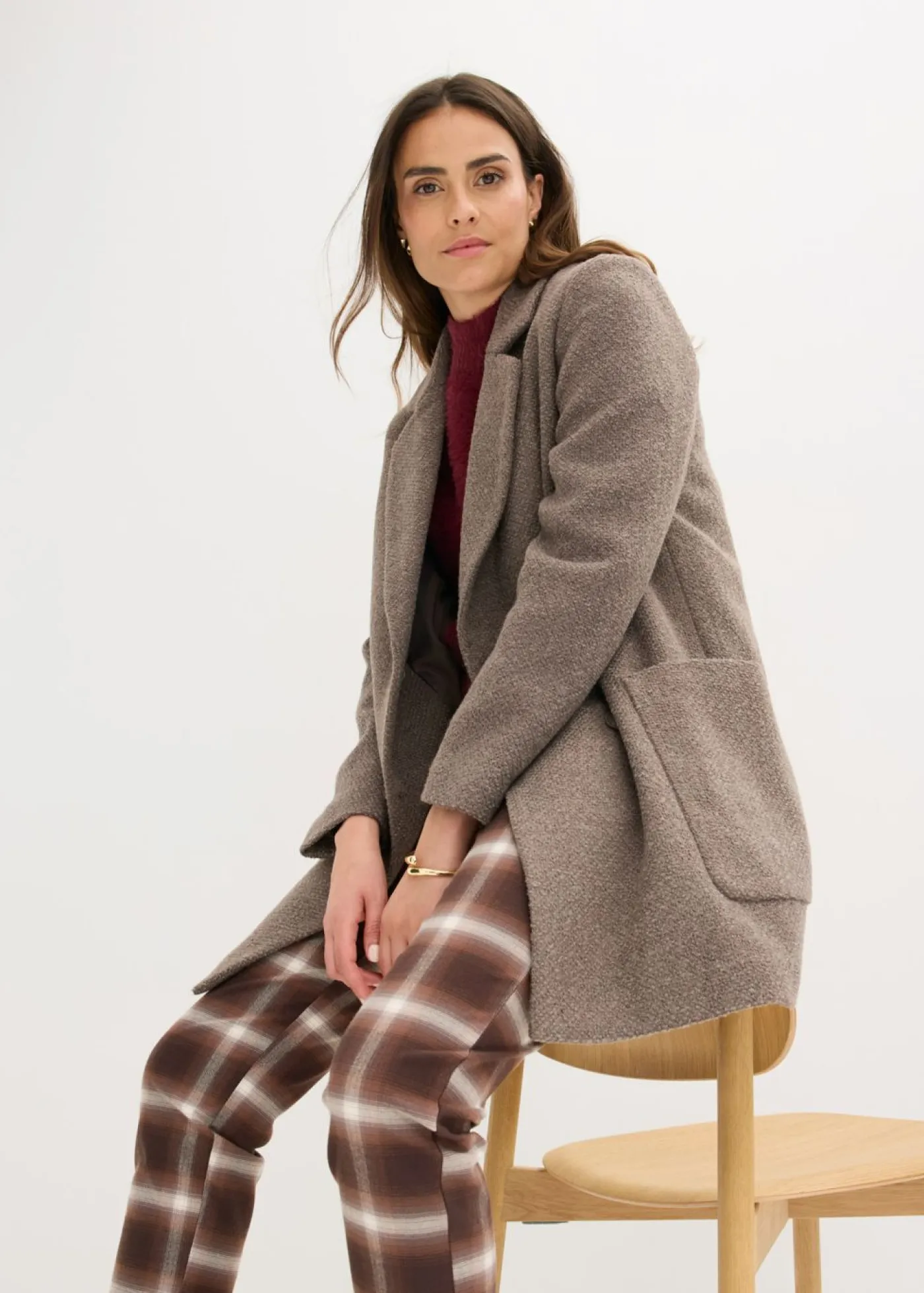 Discount Abrigo corto con aspecto de lana Mujer Chaquetas Y Abrigos