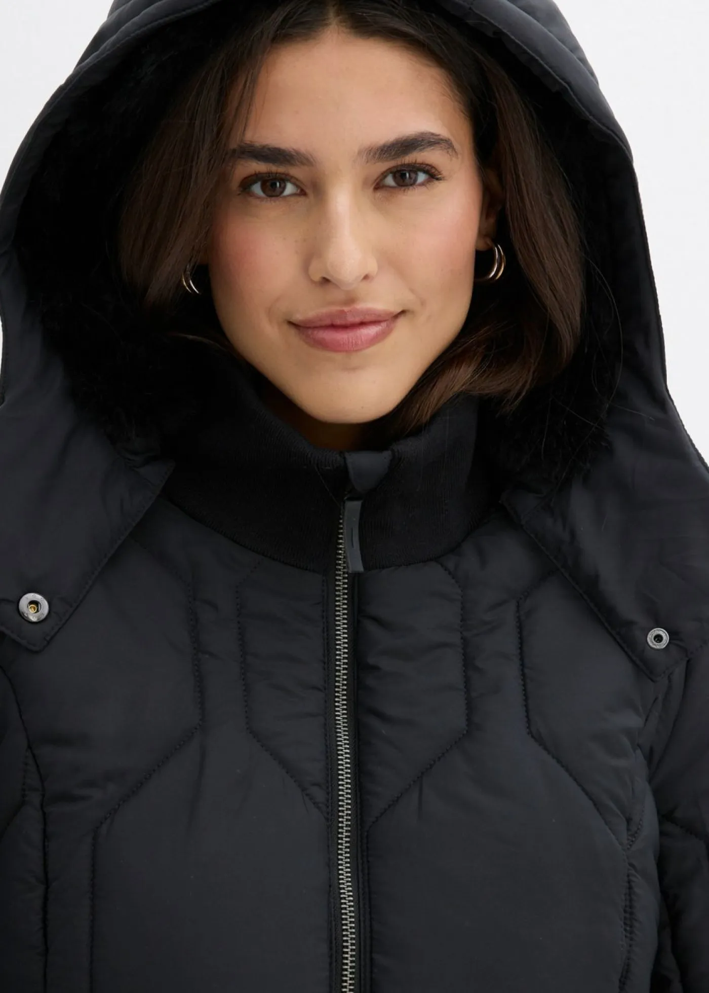 Discount Abrigo corto con guateado de rombos y cremalleras laterales Mujer Chaquetas Y Abrigos