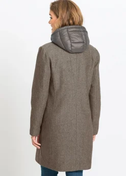 Best Abrigo corto de invierno con aspecto de lana y diseño 2 en 1 Mujer Chaquetas Y Abrigos