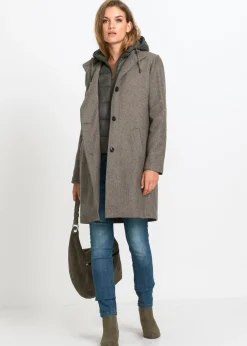 Best Abrigo corto de invierno con aspecto de lana y diseño 2 en 1 Mujer Chaquetas Y Abrigos