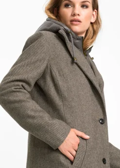 Best Abrigo corto de invierno con aspecto de lana y diseño 2 en 1 Mujer Chaquetas Y Abrigos