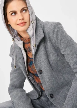 Clearance Abrigo corto de invierno con aspecto de lana y diseño 2 en 1 Mujer Chaquetas Y Abrigos