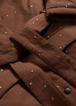 Hot Abrigo corto para exteriores con cinturón, material impermeable y forro de leopardo Mujer Chaquetas Y Abrigos