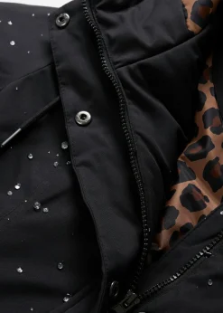 New Abrigo corto para exteriores con cinturón, material impermeable y forro de leopardo Mujer Chaquetas Y Abrigos