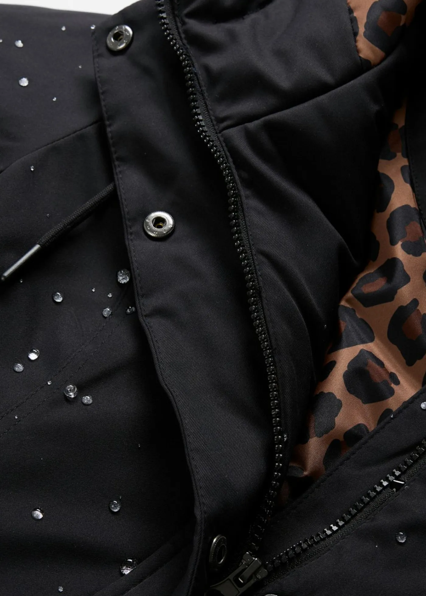 New Abrigo corto para exteriores con cinturón, material impermeable y forro de leopardo Mujer Chaquetas Y Abrigos