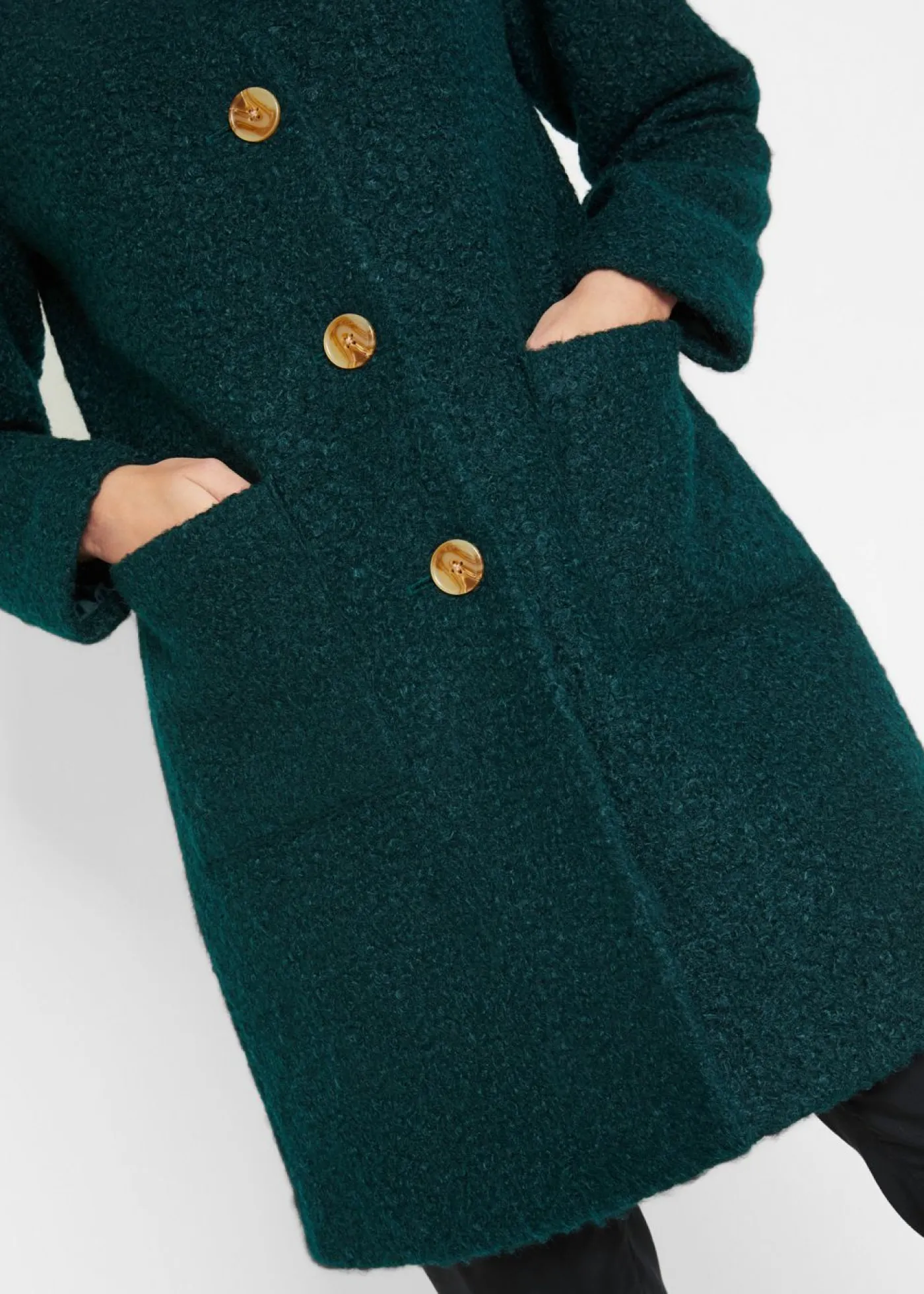 Hot Abrigo de bouclé con bolsillos Mujer Chaquetas Y Abrigos