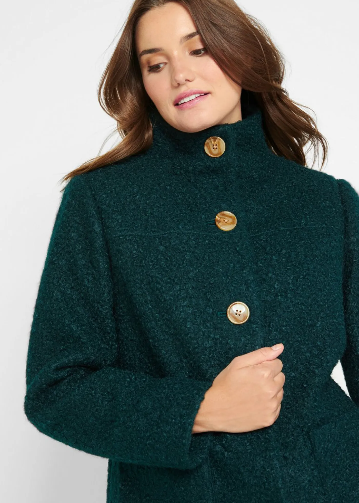 Hot Abrigo de bouclé con bolsillos Mujer Chaquetas Y Abrigos