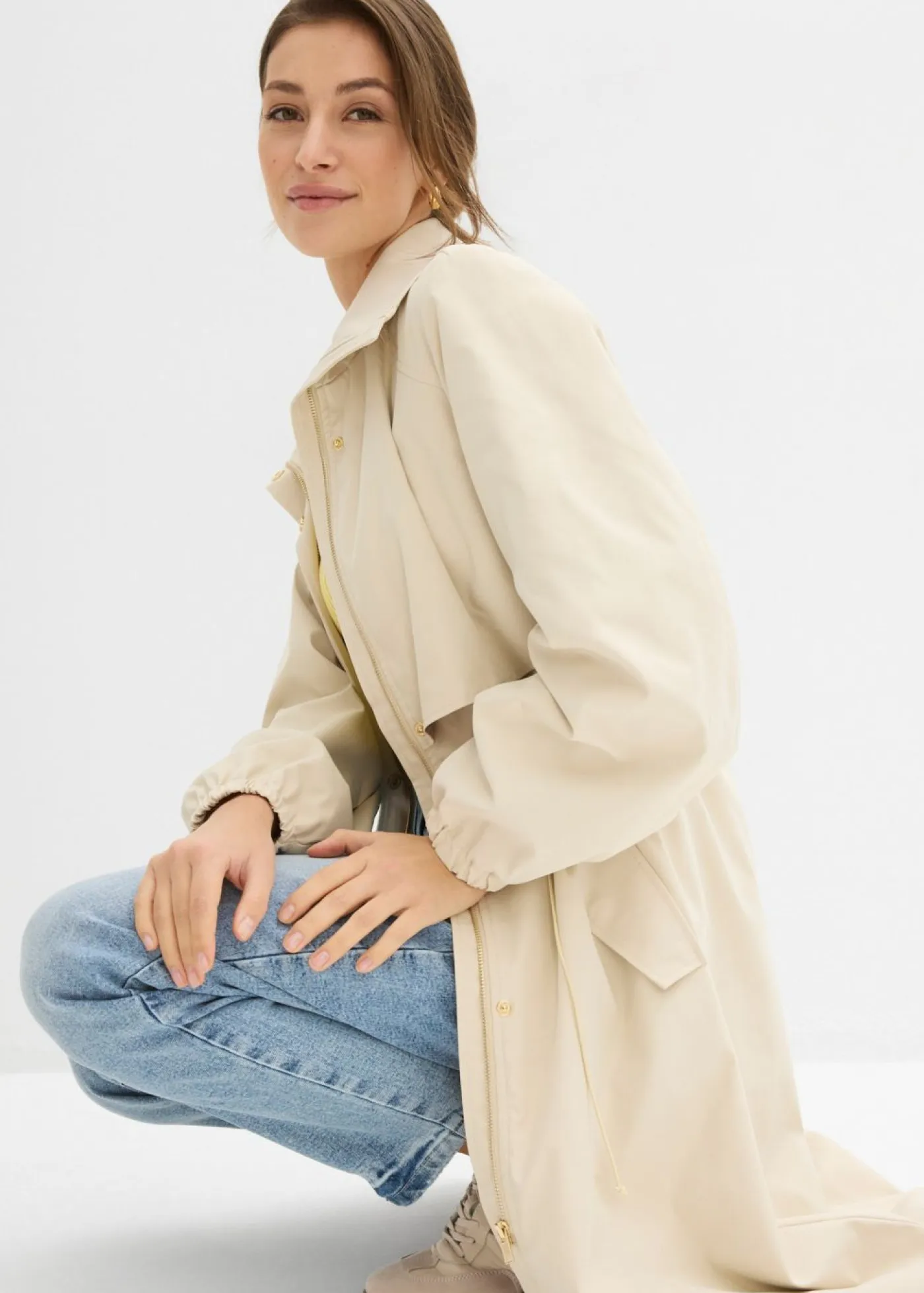 Outlet Abrigo de entretiempo con capucha desmontable Mujer Chaquetas Y Abrigos
