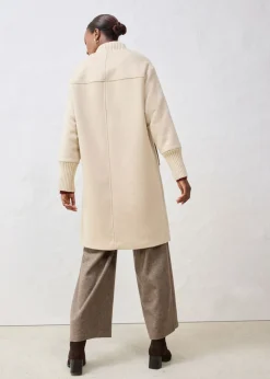 Discount Abrigo de lana con ribete de punto Mujer Premium|Chaquetas Y Abrigos