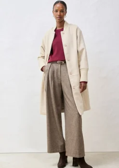 Discount Abrigo de lana con ribete de punto Mujer Premium|Chaquetas Y Abrigos