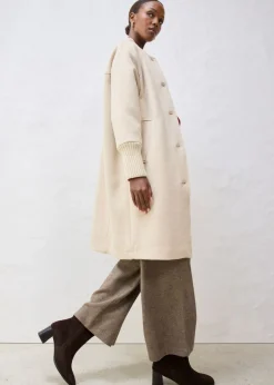 Discount Abrigo de lana con ribete de punto Mujer Premium|Chaquetas Y Abrigos