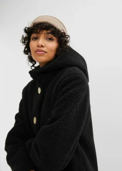 New Abrigo de pelo con capucha y bolsillos Mujer Chaquetas Y Abrigos