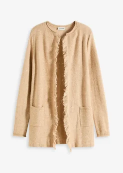 Outlet Abrigo de punto corto con lentejuelas e hilo brillante Mujer Jerséis|Ropa De Punto