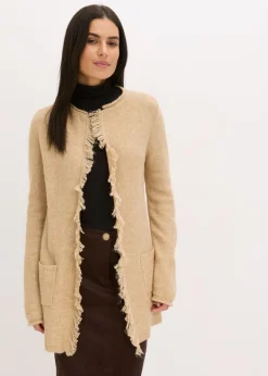 Outlet Abrigo de punto corto con lentejuelas e hilo brillante Mujer Jerséis|Ropa De Punto