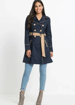 Online Abrigo gabardina de doble botonadura Mujer Chaquetas Y Abrigos