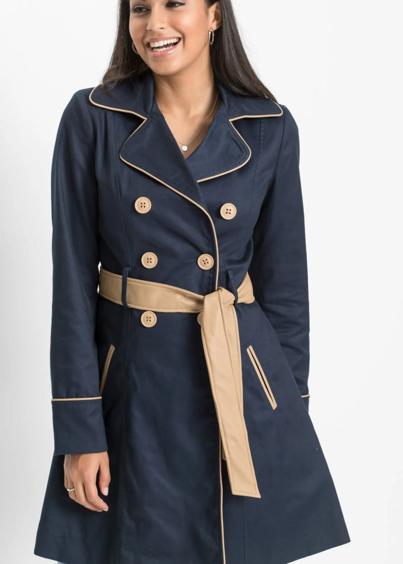 Online Abrigo gabardina de doble botonadura Mujer Chaquetas Y Abrigos