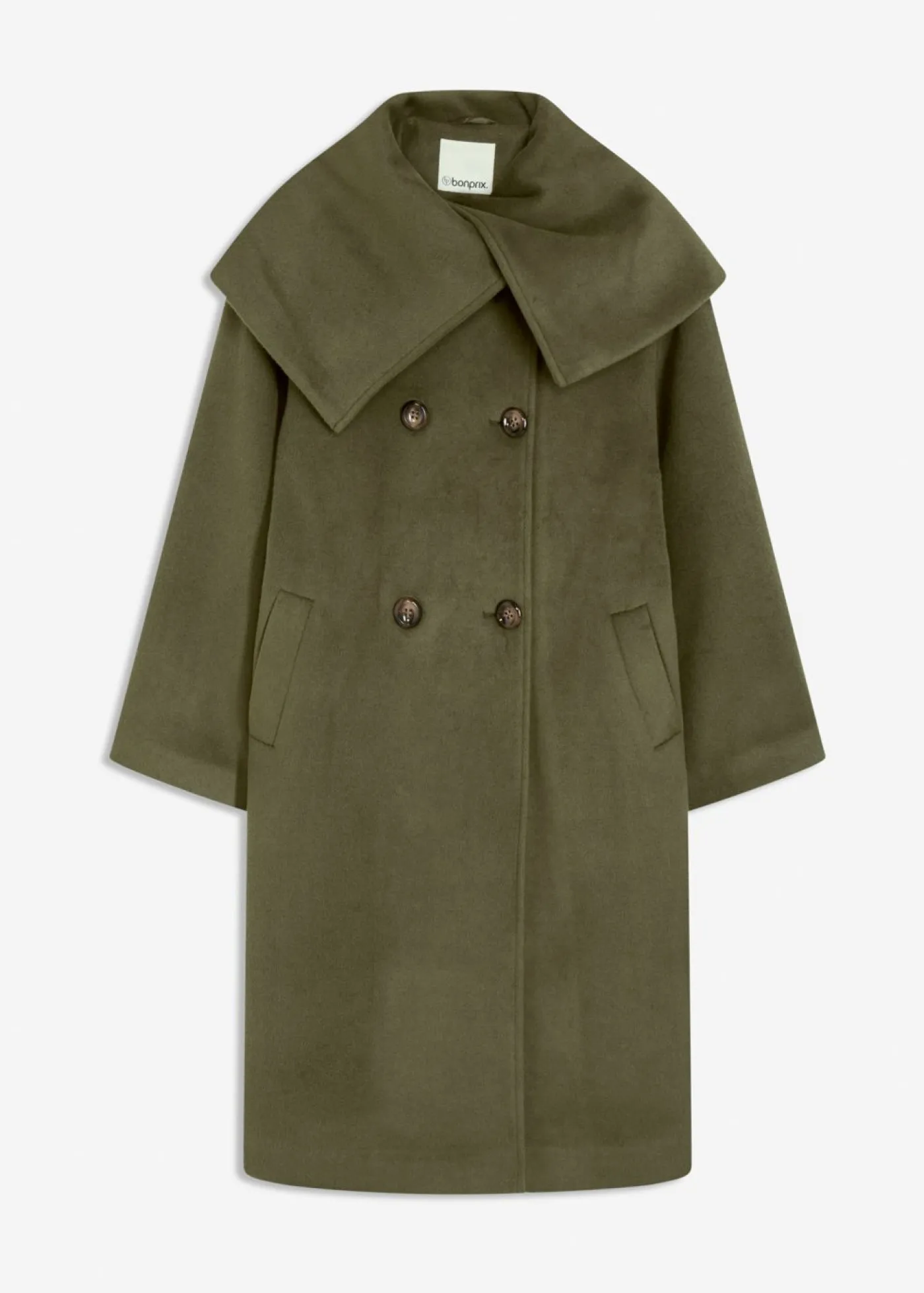 Abrigo holgado con aspecto de lana y cuello ancho Mujer Chaquetas Y Abrigos