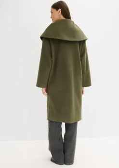Abrigo holgado con aspecto de lana y cuello ancho Mujer Chaquetas Y Abrigos