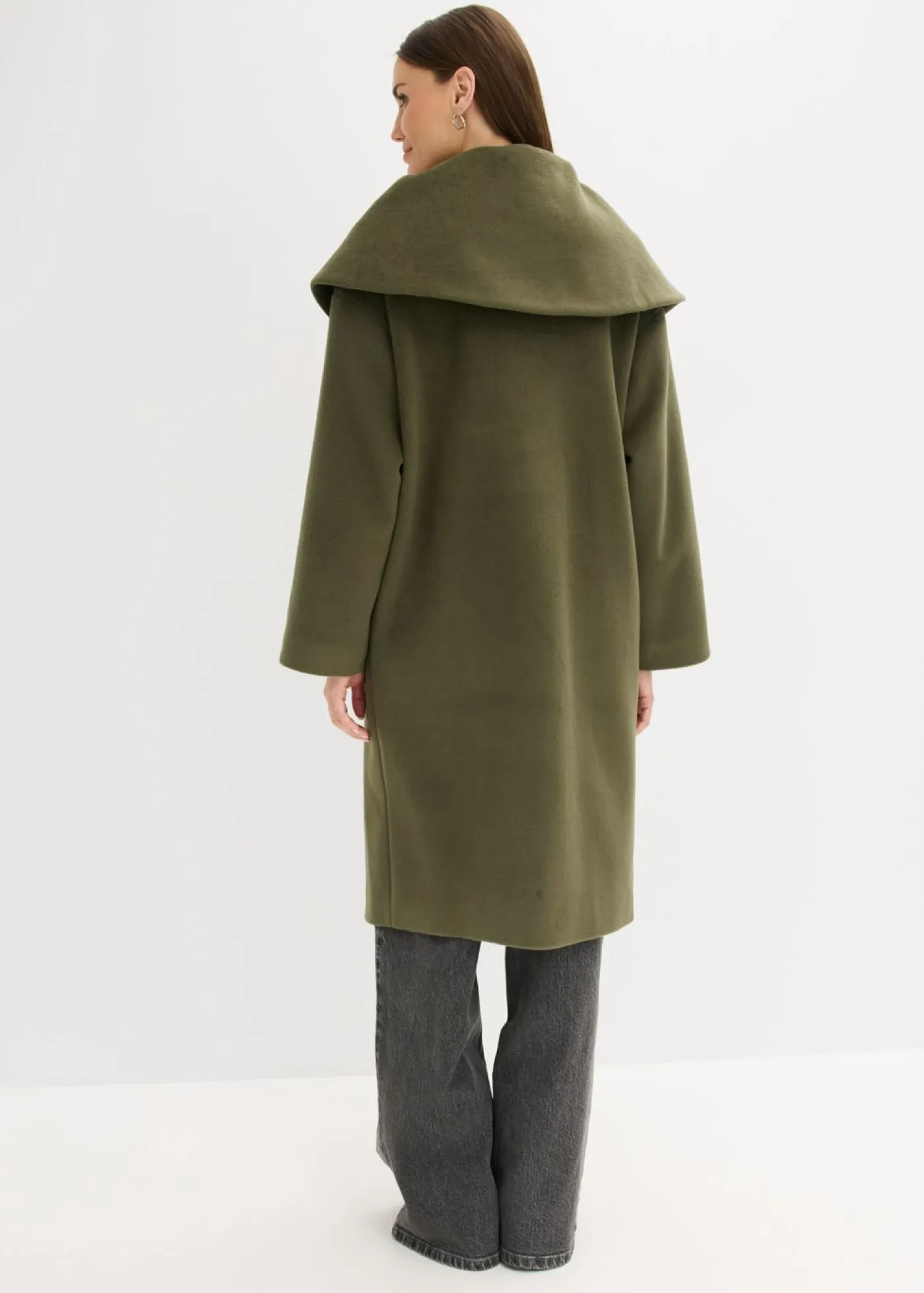 Abrigo holgado con aspecto de lana y cuello ancho Mujer Chaquetas Y Abrigos