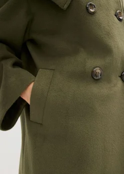 Abrigo holgado con aspecto de lana y cuello ancho Mujer Chaquetas Y Abrigos