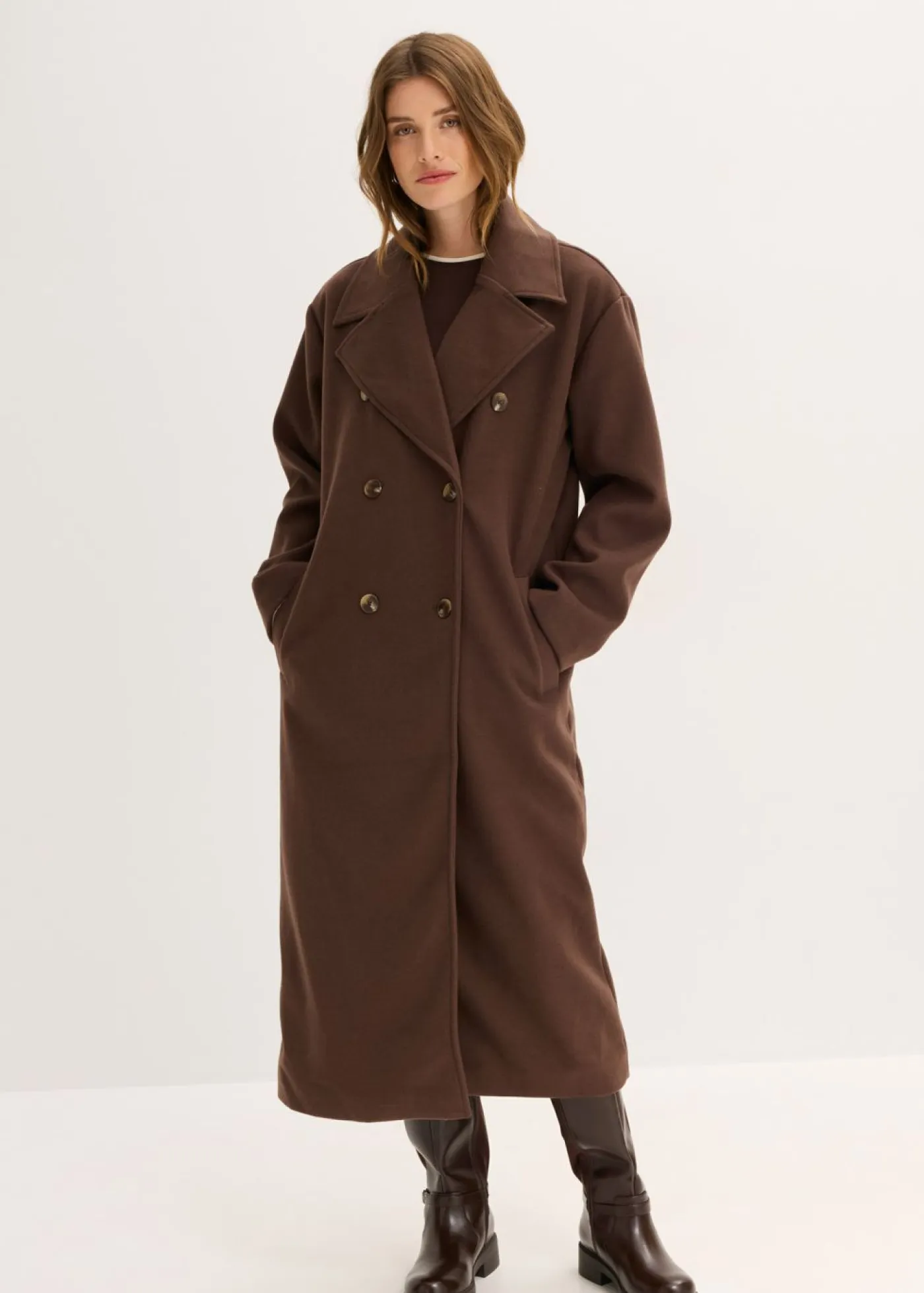 Outlet Abrigo holgado con aspecto de lana Mujer Chaquetas Y Abrigos