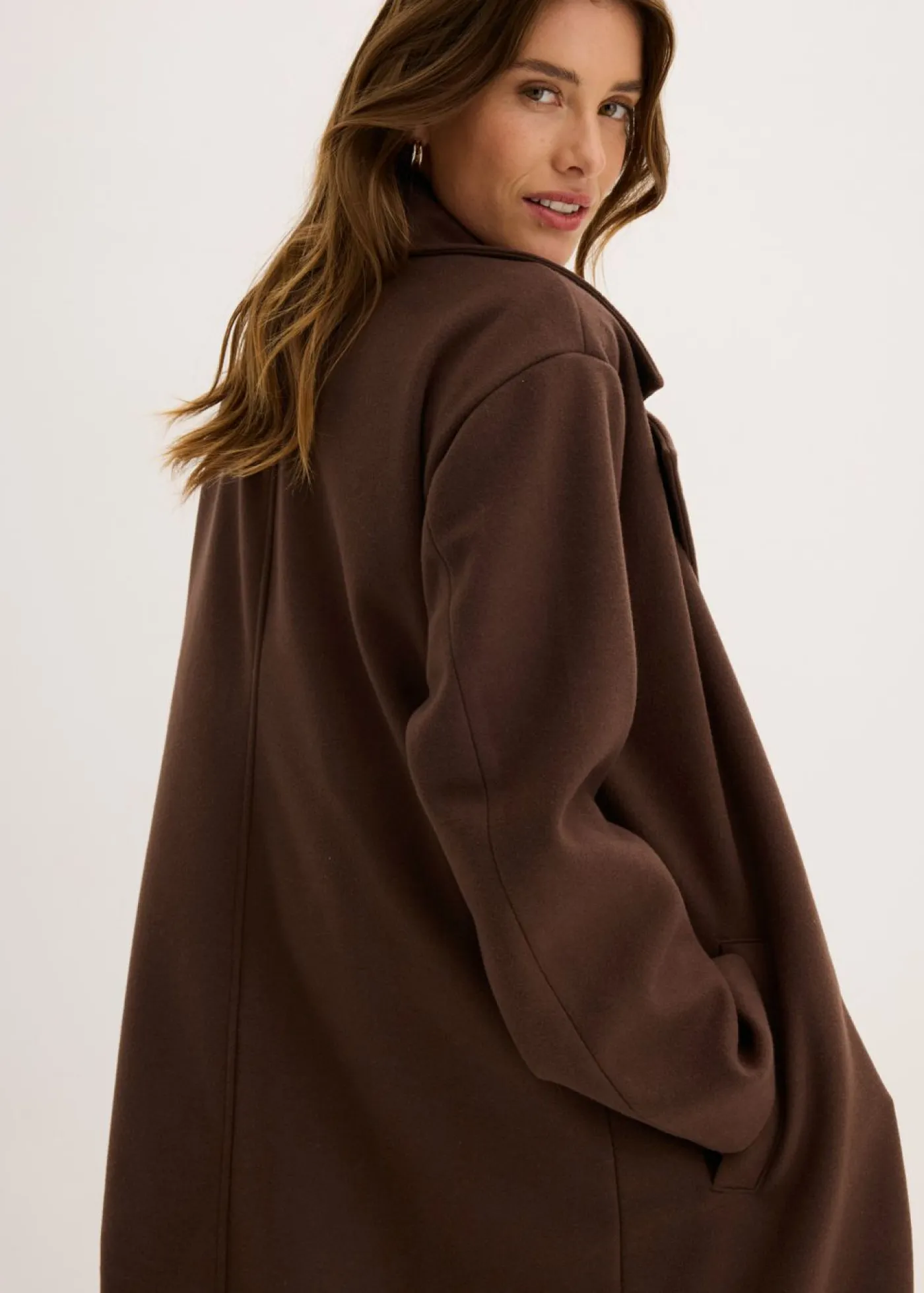 Outlet Abrigo holgado con aspecto de lana Mujer Chaquetas Y Abrigos