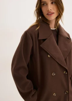 Outlet Abrigo holgado con aspecto de lana Mujer Chaquetas Y Abrigos