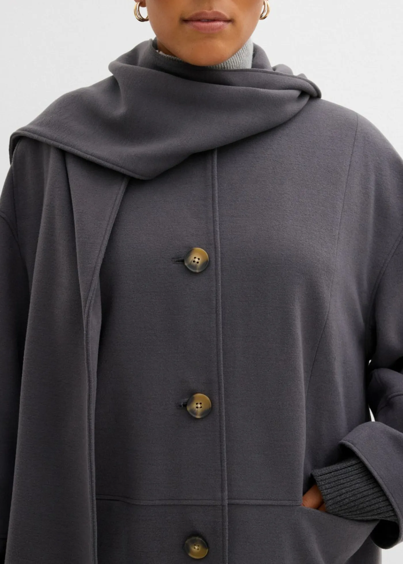 Abrigo holgado con dos bolsillos cosidos Mujer Esenciales|Chaquetas Y Abrigos