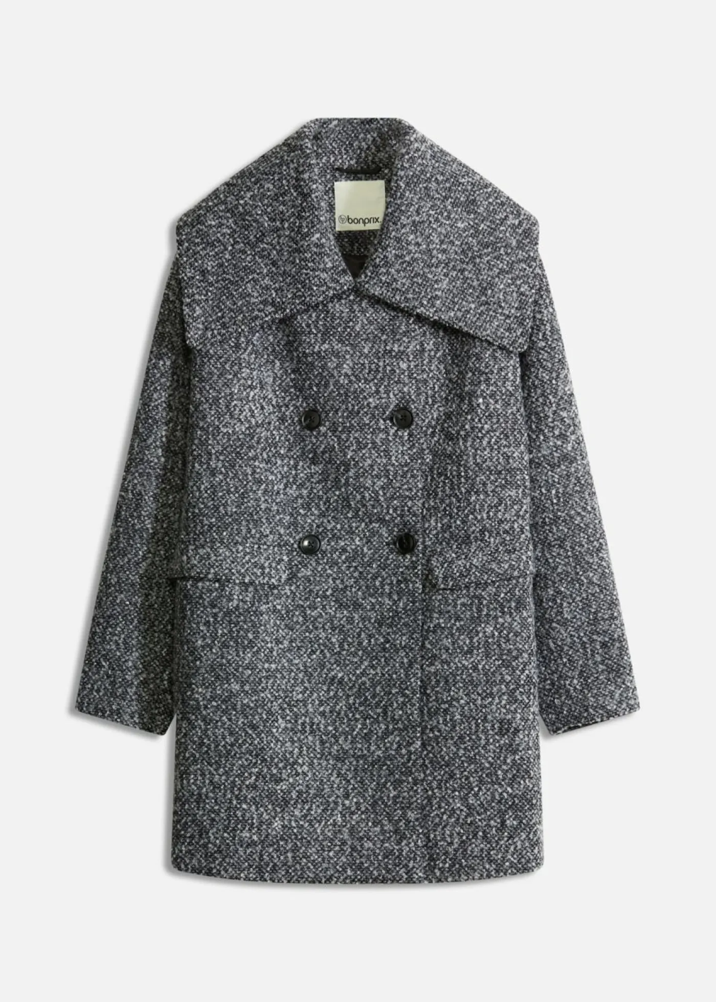 Outlet Abrigo holgado corto con aspecto de lana jaspeada Mujer Chaquetas Y Abrigos