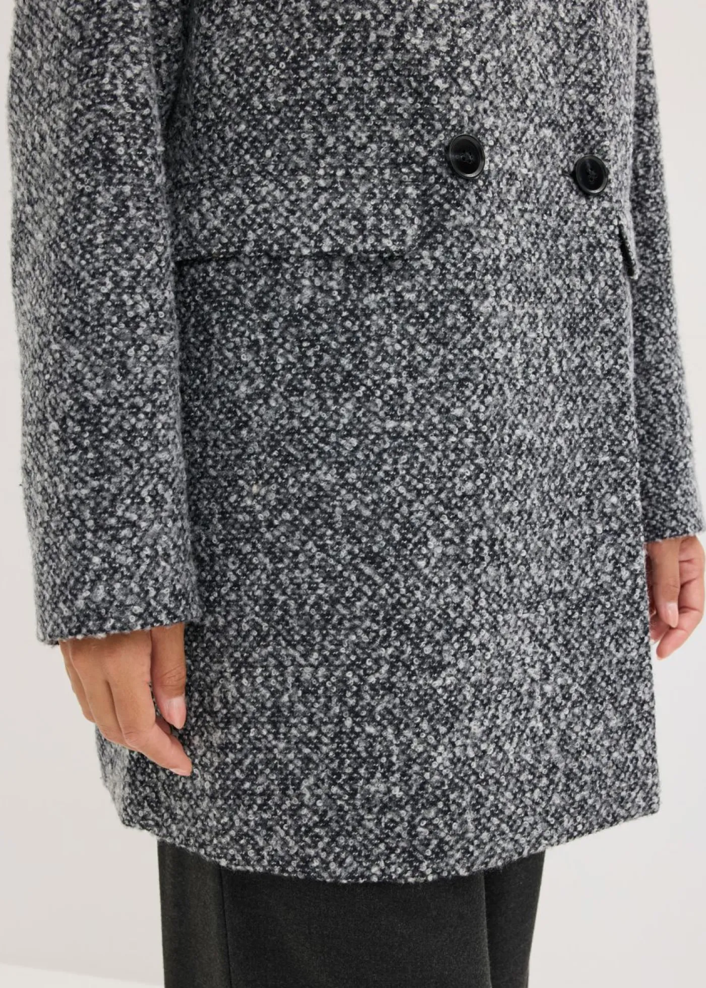 Outlet Abrigo holgado corto con aspecto de lana jaspeada Mujer Chaquetas Y Abrigos