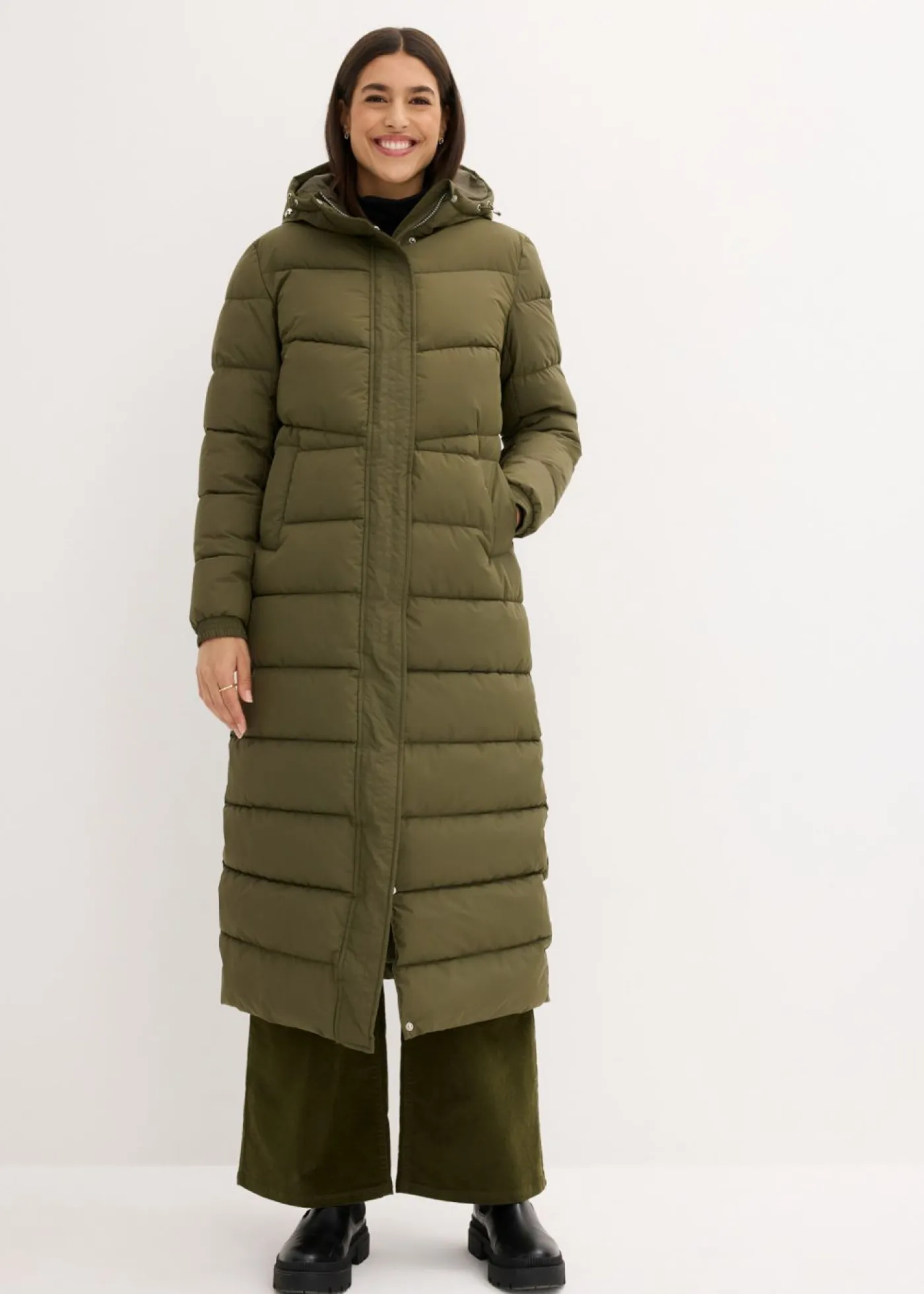 Clearance Abrigo largo guateado con capucha Mujer Chaquetas Y Abrigos