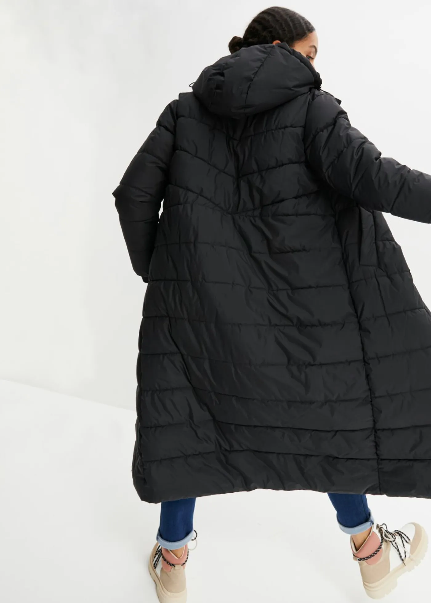Discount Abrigo largo guateado con capucha Mujer Chaquetas Y Abrigos