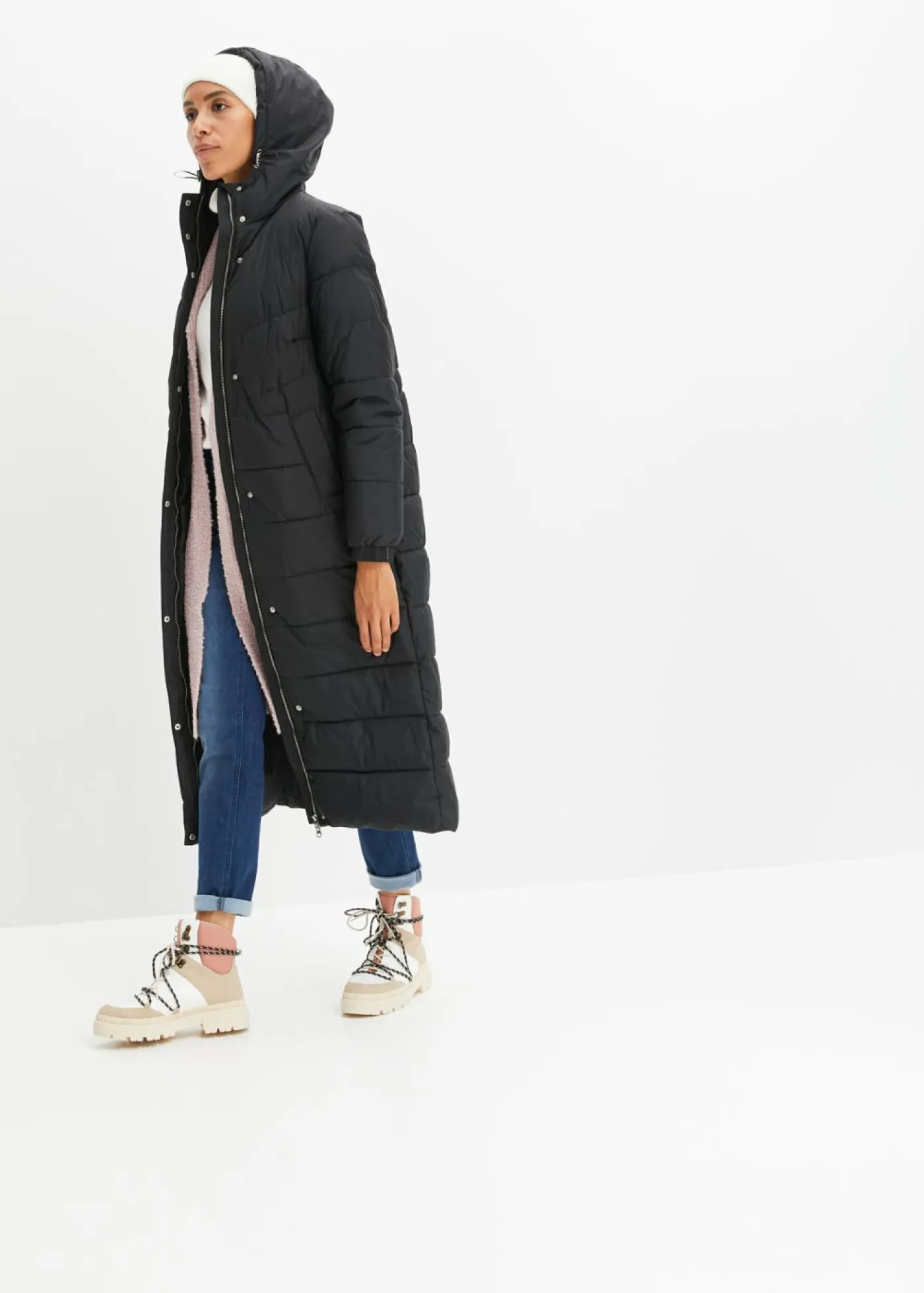 Discount Abrigo largo guateado con capucha Mujer Chaquetas Y Abrigos
