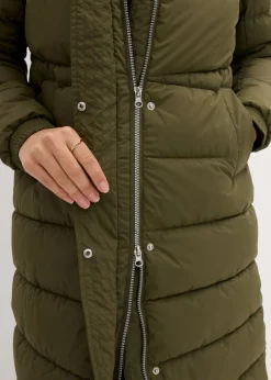 Online Abrigo largo guateado con capucha Mujer Chaquetas Y Abrigos