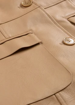 Best Abrigo ligero y entallado de piel sintética con solapas Mujer Chaquetas Y Abrigos