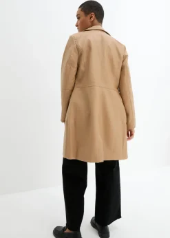 Best Abrigo ligero y entallado de piel sintética con solapas Mujer Chaquetas Y Abrigos