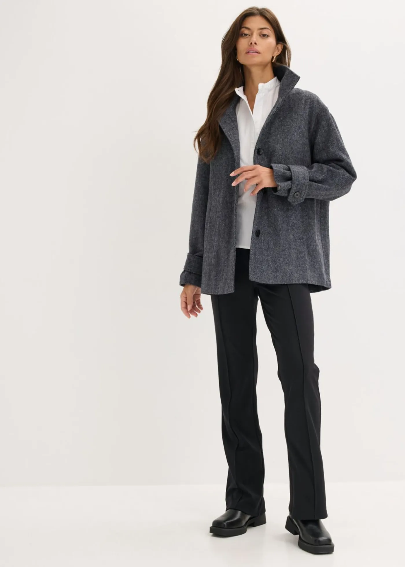 Clearance Abrigo marinero largo con aspecto de lana Mujer Chaquetas Y Abrigos
