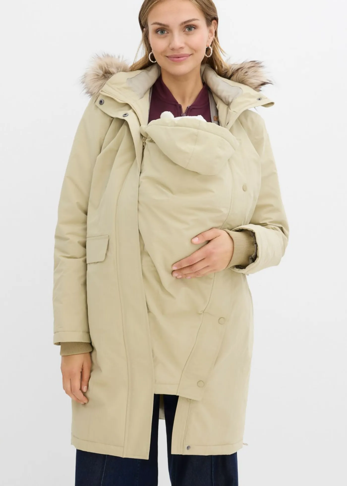 Outlet Abrigo premamá impermeable y cortavientos 3 en 1 con inserto de porteo Mujer Premamá