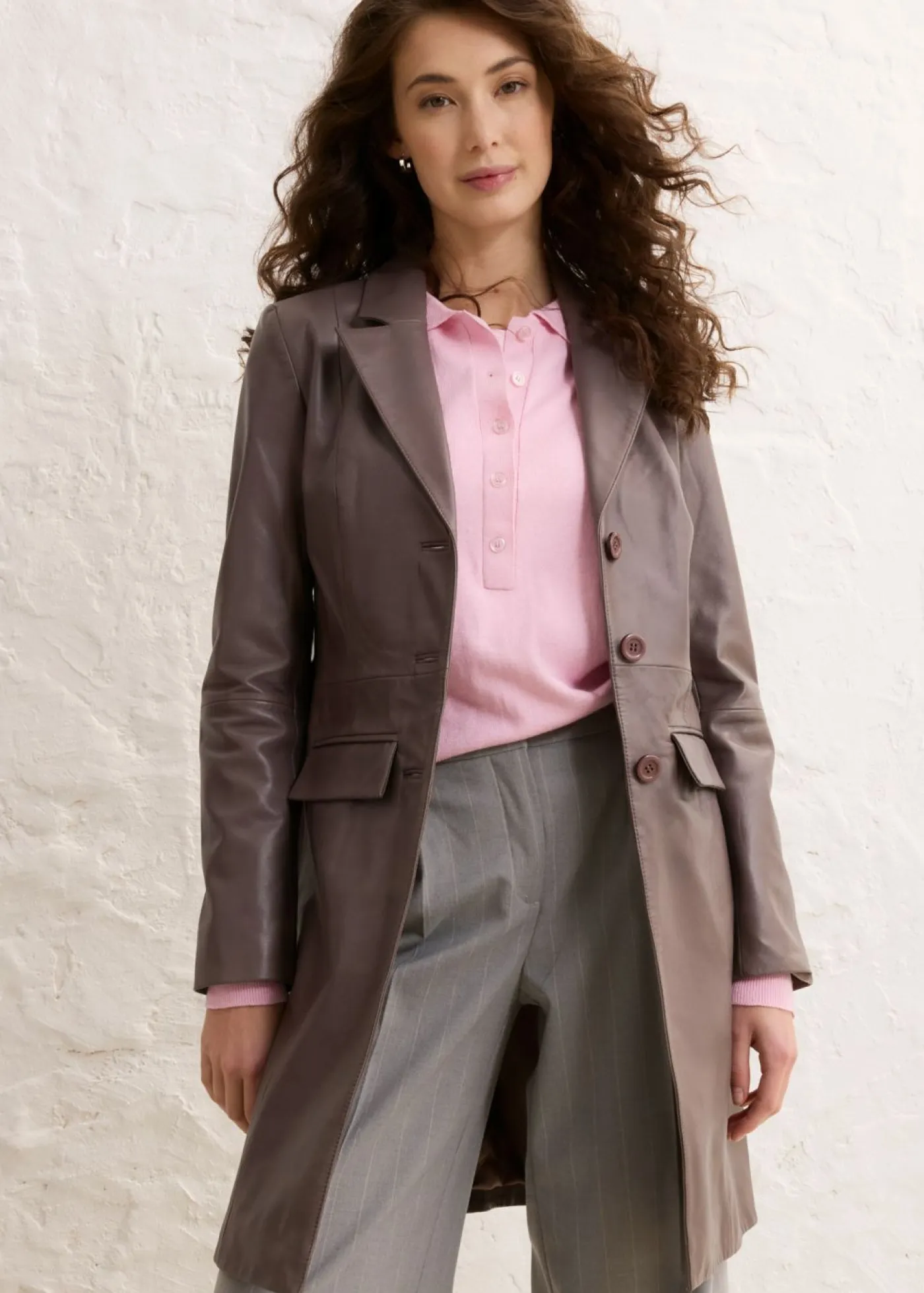 Online Abrigo tipo americana de napa de cordero Mujer Premium|Chaquetas Y Abrigos