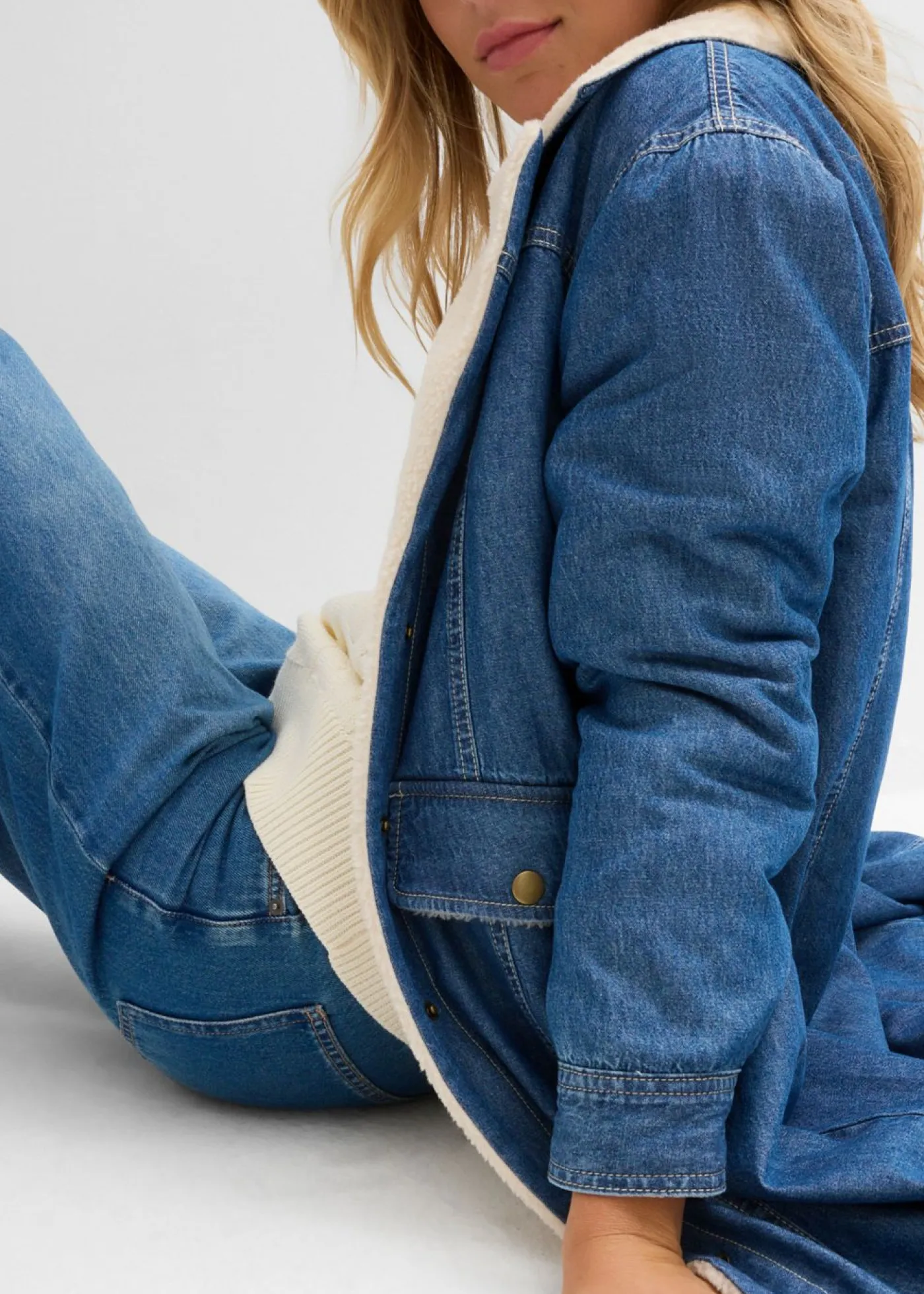 Sale Abrigo vaquero de invierno con forro cálido Mujer Chaquetas Y Abrigos