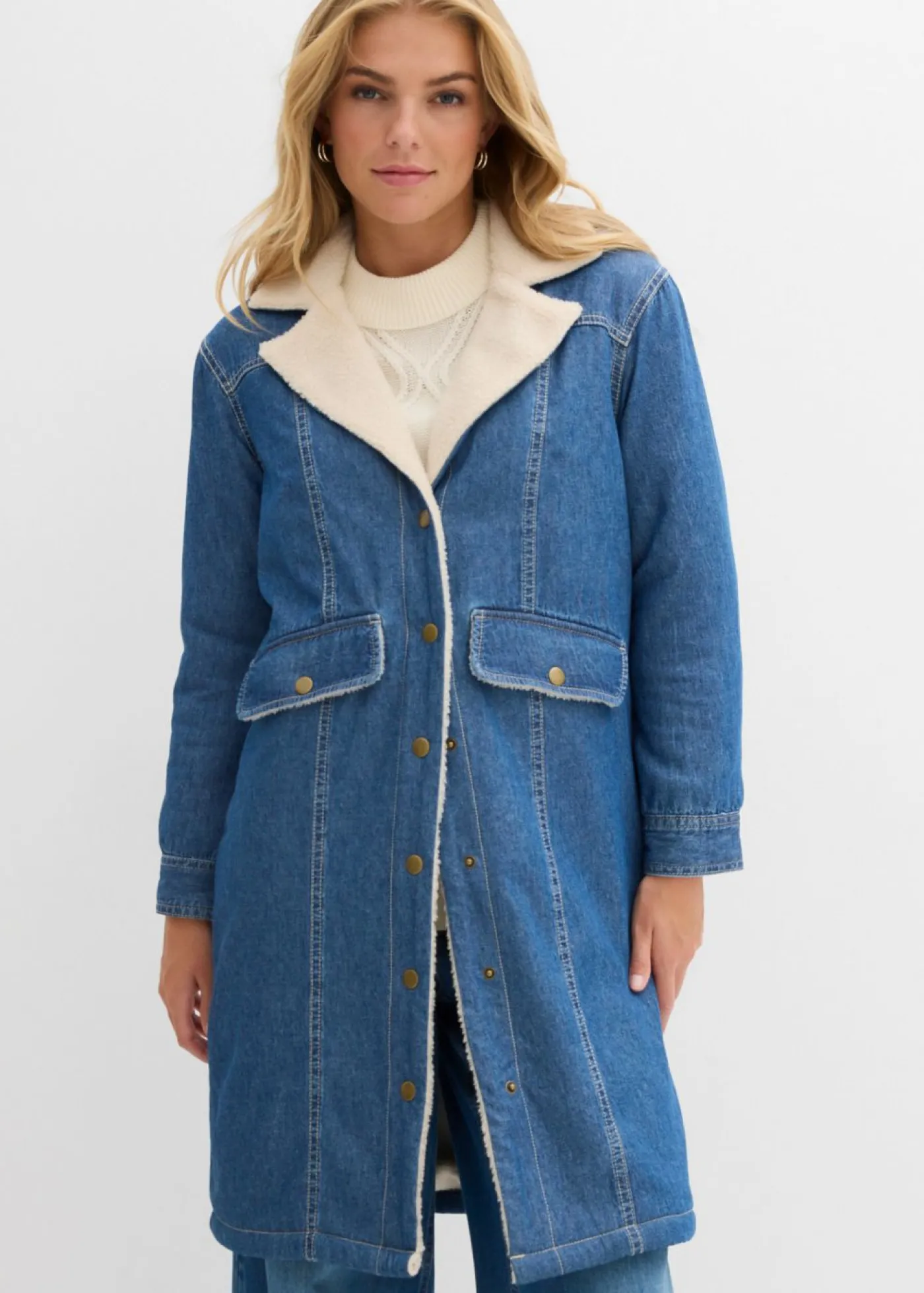 Sale Abrigo vaquero de invierno con forro cálido Mujer Chaquetas Y Abrigos