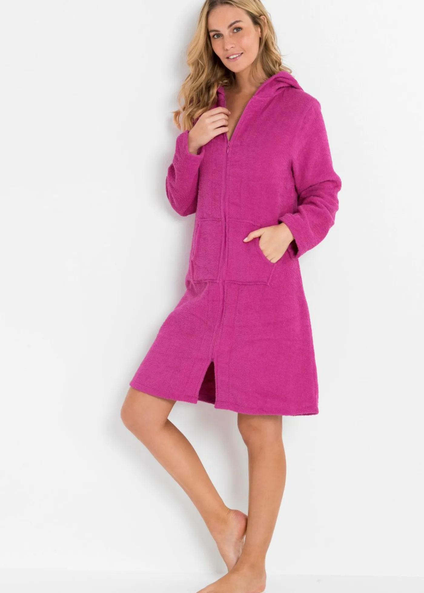 Discount Albornoz de rizo de algodón orgánico con cremallera Mujer Albornoces Y Batas