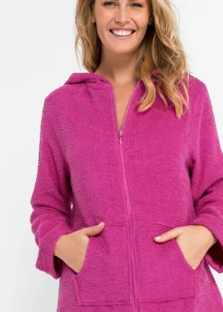Discount Albornoz de rizo de algodón orgánico con cremallera Mujer Albornoces Y Batas