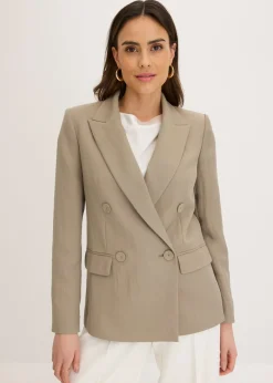 Americana con lyocell y efecto arrugado Mujer Blazers