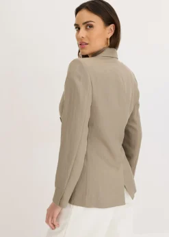 Americana con lyocell y efecto arrugado Mujer Blazers