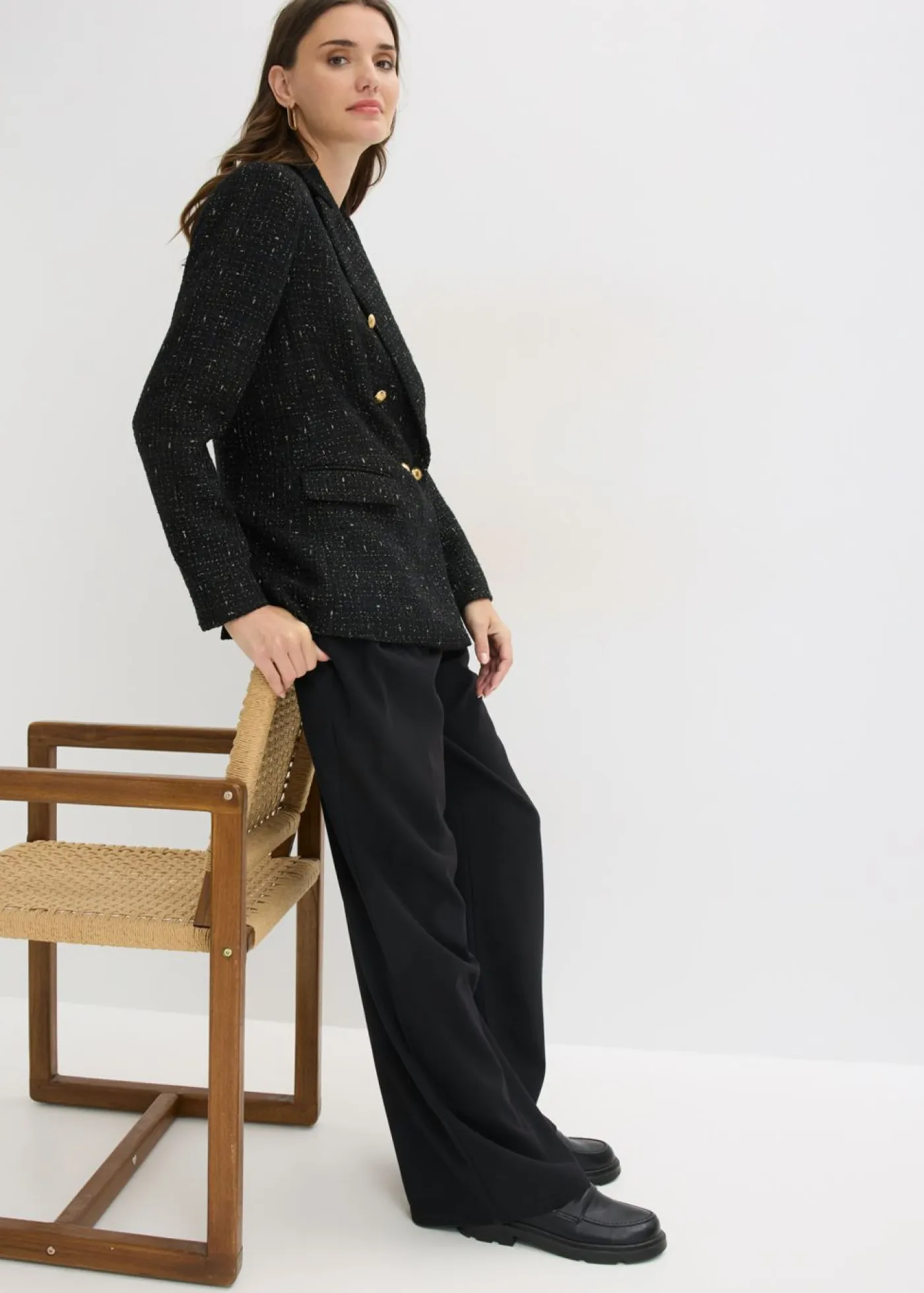 Outlet Americana de bouclé con doble botonadura Mujer Blazers
