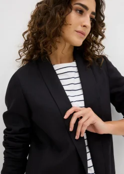 Hot Americana de corte ancho en mezcla de lino y viscosa Mujer Blazers