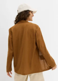 Hot Americana de corte ancho en mezcla de lino y viscosa Mujer Blazers